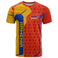 Armenia Flag-Inspired T Shirt with Ornamental Cross and Geometric Pattern Design - Wonder Print Shop