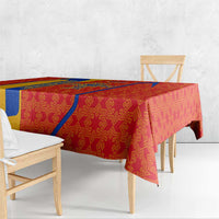Armenia Flag-Inspired Tablecloth with Ornamental Cross and Geometric Pattern Design - Wonder Print Shop