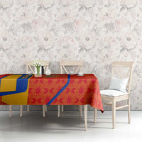 Armenia Flag-Inspired Tablecloth with Ornamental Cross and Geometric Pattern Design - Wonder Print Shop