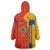 Armenia Flag-Inspired Wearable Blanket Hoodie with Ornamental Cross and Geometric Pattern Design - Wonder Print Shop