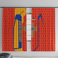 Armenia Flag-Inspired Window Curtain with Ornamental Cross and Geometric Pattern Design - Wonder Print Shop