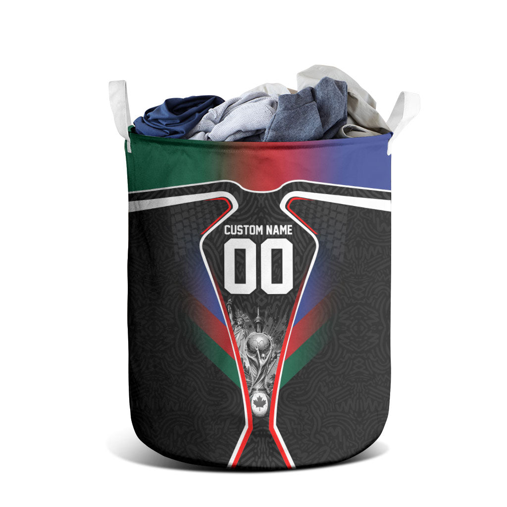 Personalized World Football 2026 Host Nations Laundry Basket USA Canada Mexico Soccer Trophy
