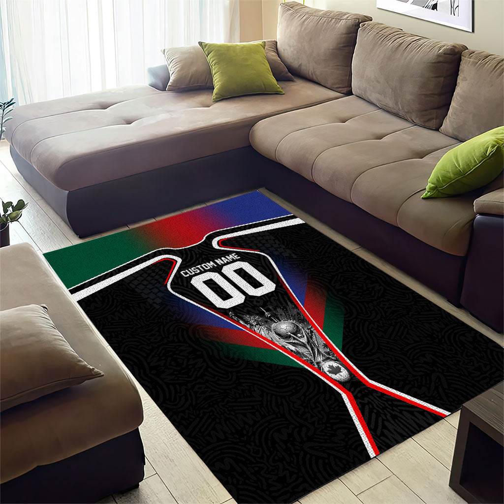 Personalized World Football 2026 Host Nations Area Rug USA Canada Mexico Soccer Trophy