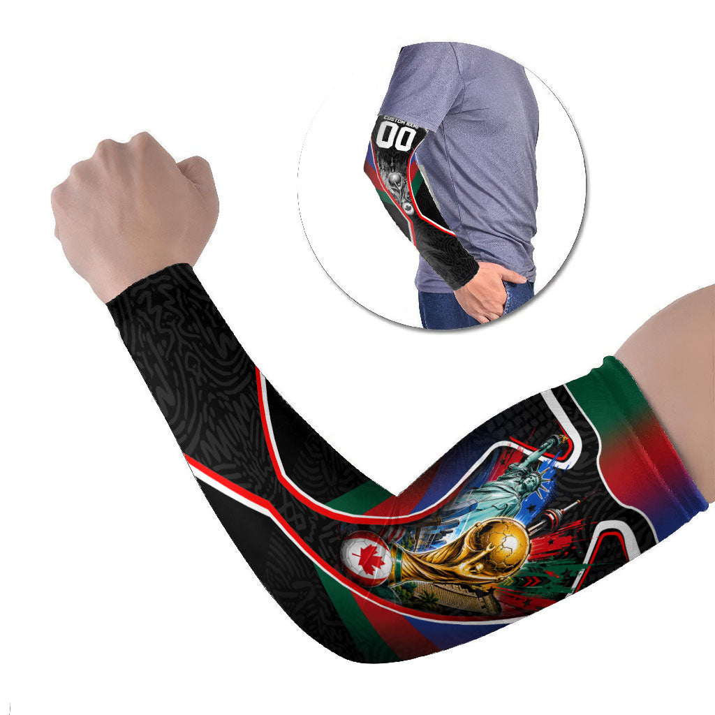 Personalized World Football 2026 Host Nations Arm Sleeves USA Canada Mexico Soccer Trophy