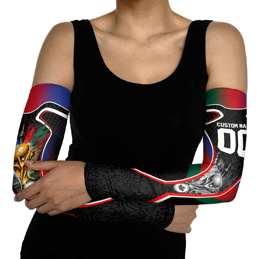 Personalized World Football 2026 Host Nations Arm Sleeves USA Canada Mexico Soccer Trophy