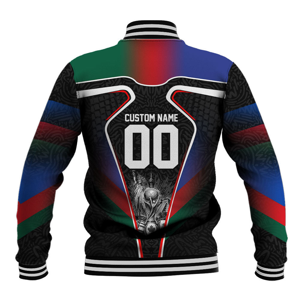 Personalized World Football 2026 Host Nations Baseball Jacket USA Canada Mexico Soccer Trophy