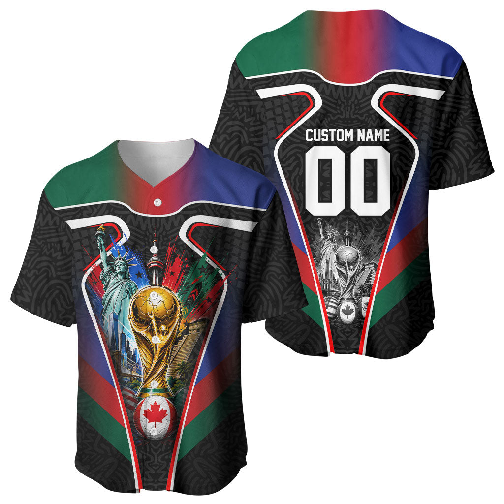 Personalized World Football 2026 Host Nations Baseball Jersey USA Canada Mexico Soccer Trophy