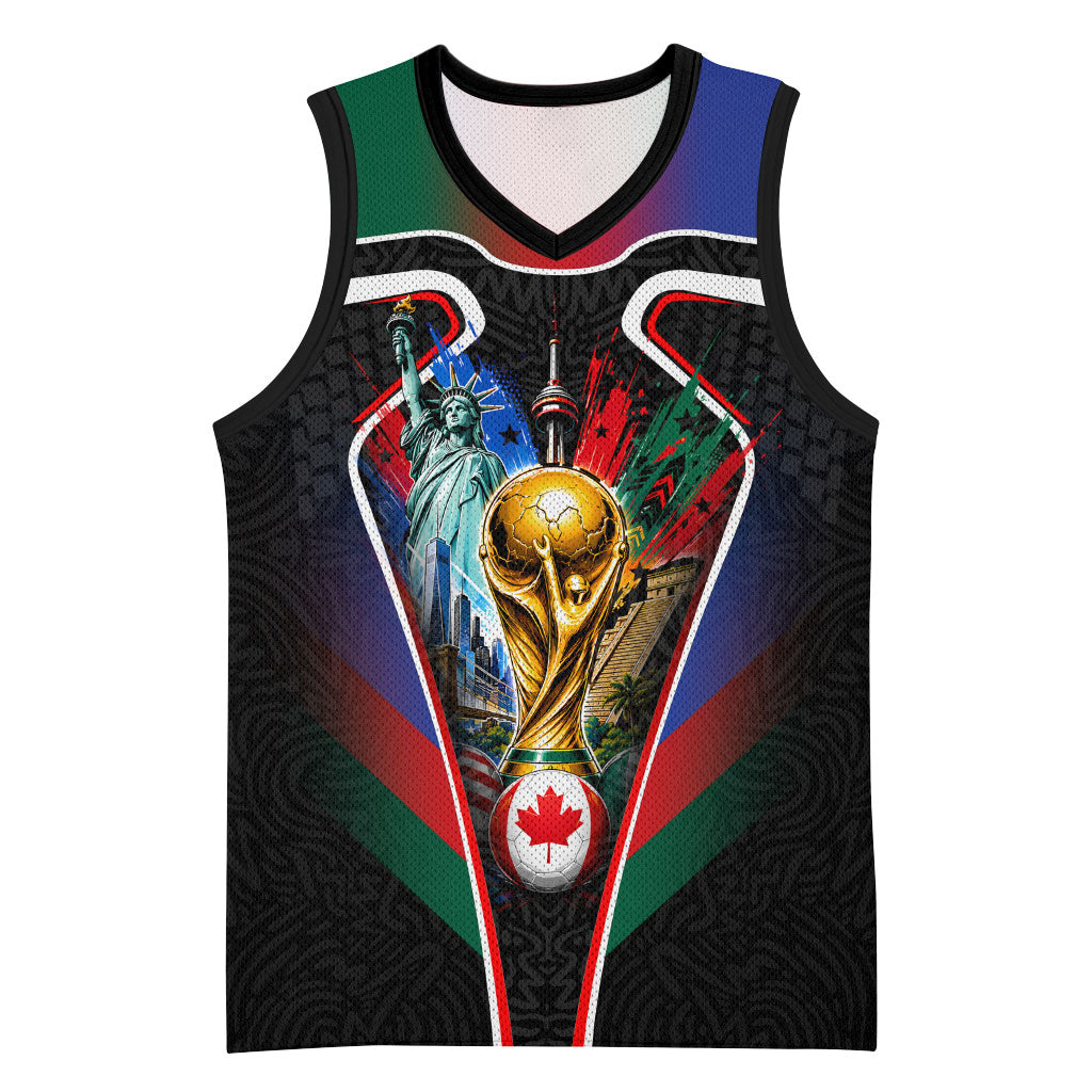 Personalized World Football 2026 Host Nations Basketball Jersey USA Canada Mexico Soccer Trophy