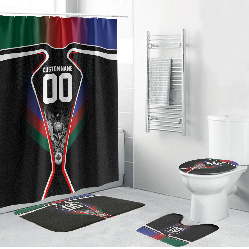 Personalized World Football 2026 Host Nations Bathroom Set USA Canada Mexico Soccer Trophy
