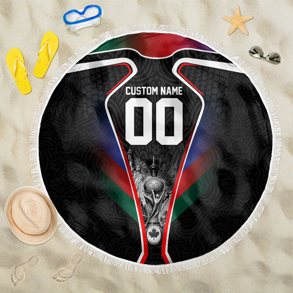 Personalized World Football 2026 Host Nations Beach Blanket USA Canada Mexico Soccer Trophy