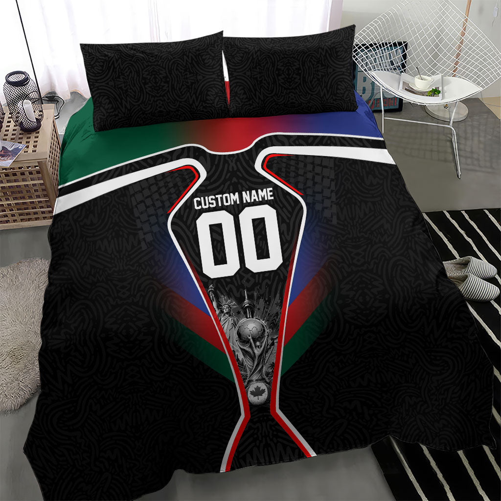 Personalized World Football 2026 Host Nations Bedding Set USA Canada Mexico Soccer Trophy