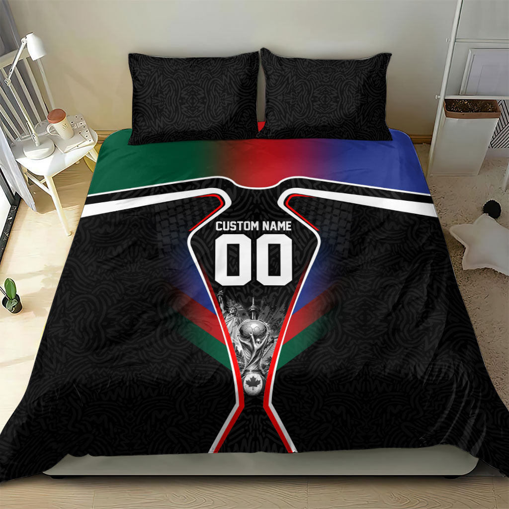 Personalized World Football 2026 Host Nations Bedding Set USA Canada Mexico Soccer Trophy