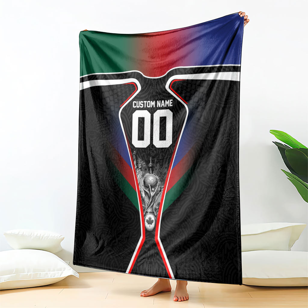 Personalized World Football 2026 Host Nations Blanket USA Canada Mexico Soccer Trophy