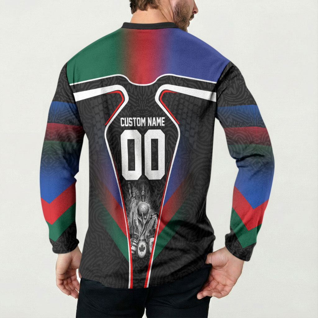 Personalized World Football 2026 Host Nations Button Sweatshirt USA Canada Mexico Soccer Trophy