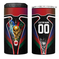 Personalized World Football 2026 Host Nations 4 in 1 Can Cooler Tumbler USA Canada Mexico Soccer Trophy