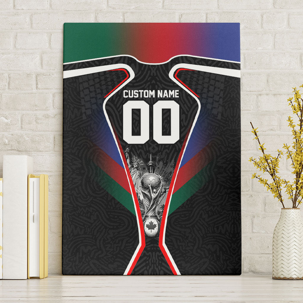 Personalized World Football 2026 Host Nations Canvas Wall Art USA Canada Mexico Soccer Trophy