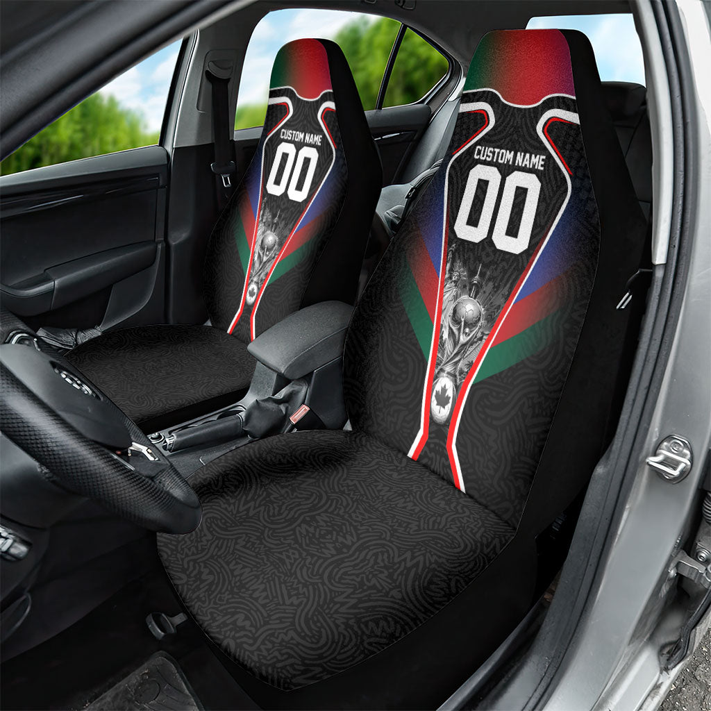 Personalized World Football 2026 Host Nations Car Seat Cover USA Canada Mexico Soccer Trophy