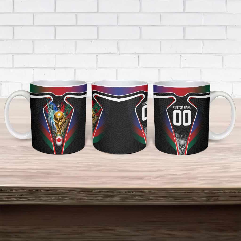 Personalized World Football 2026 Host Nations Ceramic Mug USA Canada Mexico Soccer Trophy