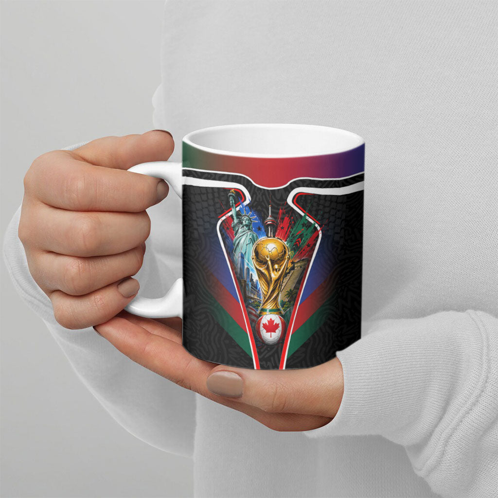 Personalized World Football 2026 Host Nations Ceramic Mug USA Canada Mexico Soccer Trophy