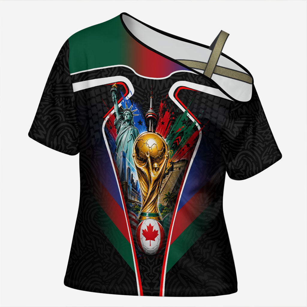 Personalized World Football 2026 Host Nations Cross Shoulder Shirt USA Canada Mexico Soccer Trophy