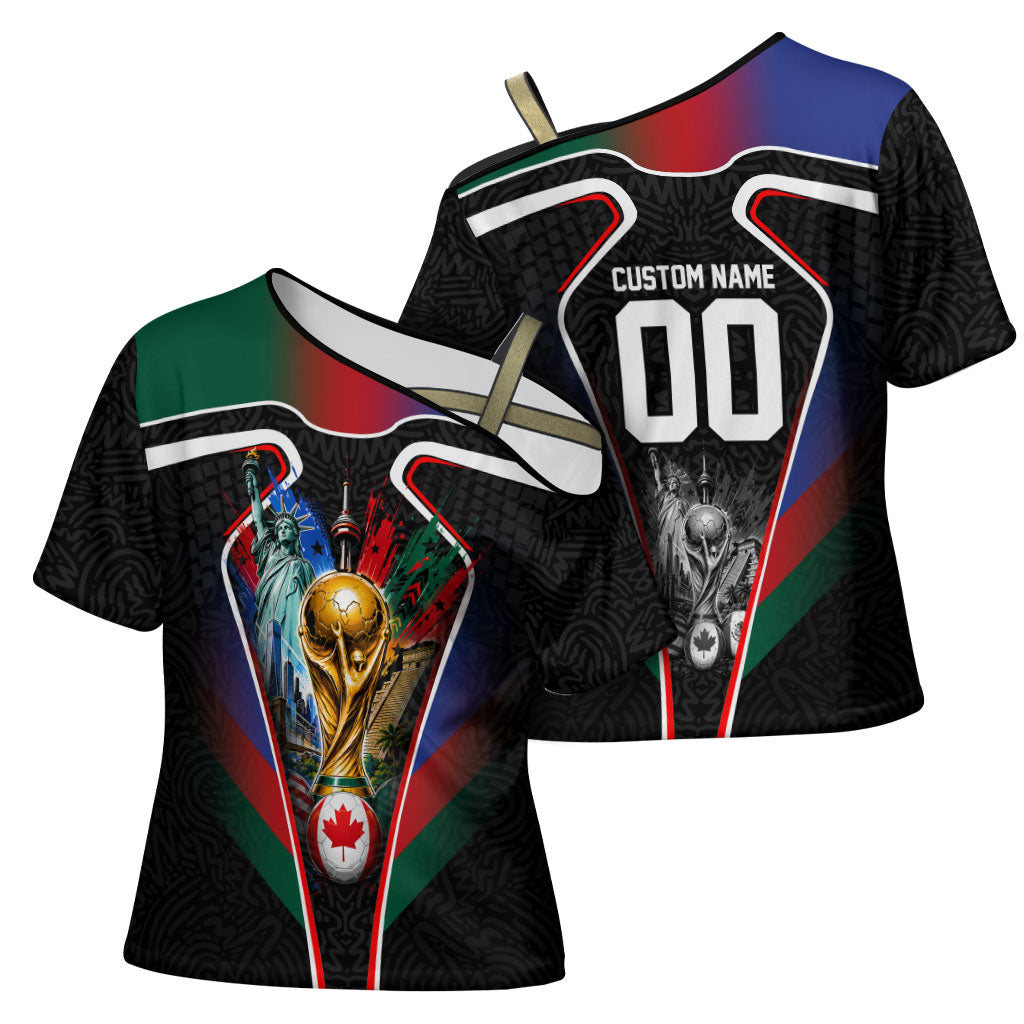 Personalized World Football 2026 Host Nations Cross Shoulder Shirt USA Canada Mexico Soccer Trophy