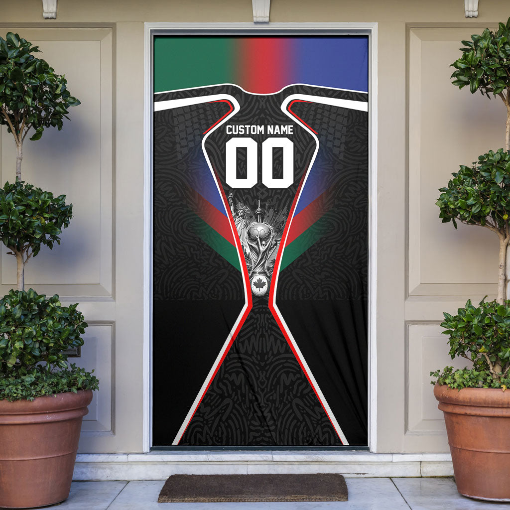 Personalized World Football 2026 Host Nations Door Cover USA Canada Mexico Soccer Trophy