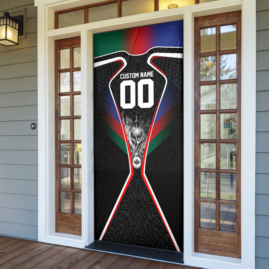 Personalized World Football 2026 Host Nations Door Cover USA Canada Mexico Soccer Trophy