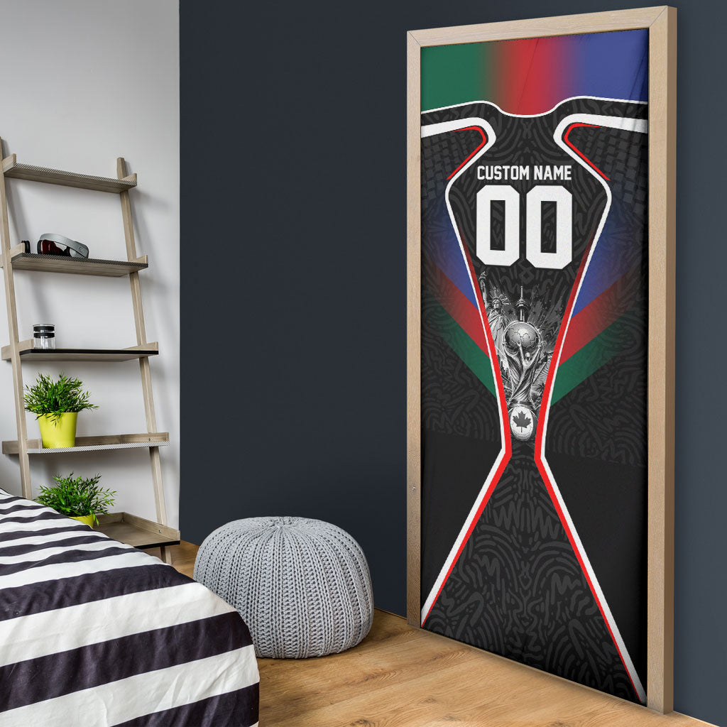 Personalized World Football 2026 Host Nations Door Cover USA Canada Mexico Soccer Trophy