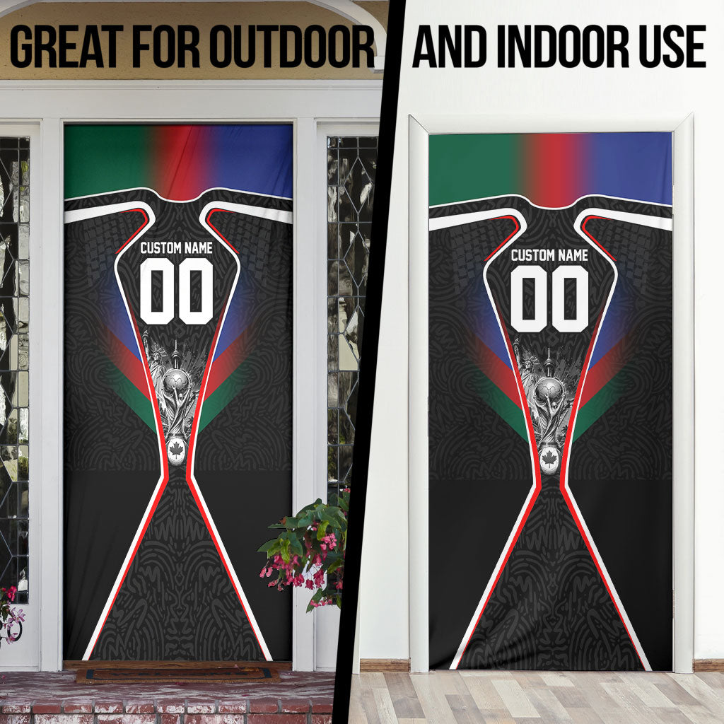 Personalized World Football 2026 Host Nations Door Cover USA Canada Mexico Soccer Trophy