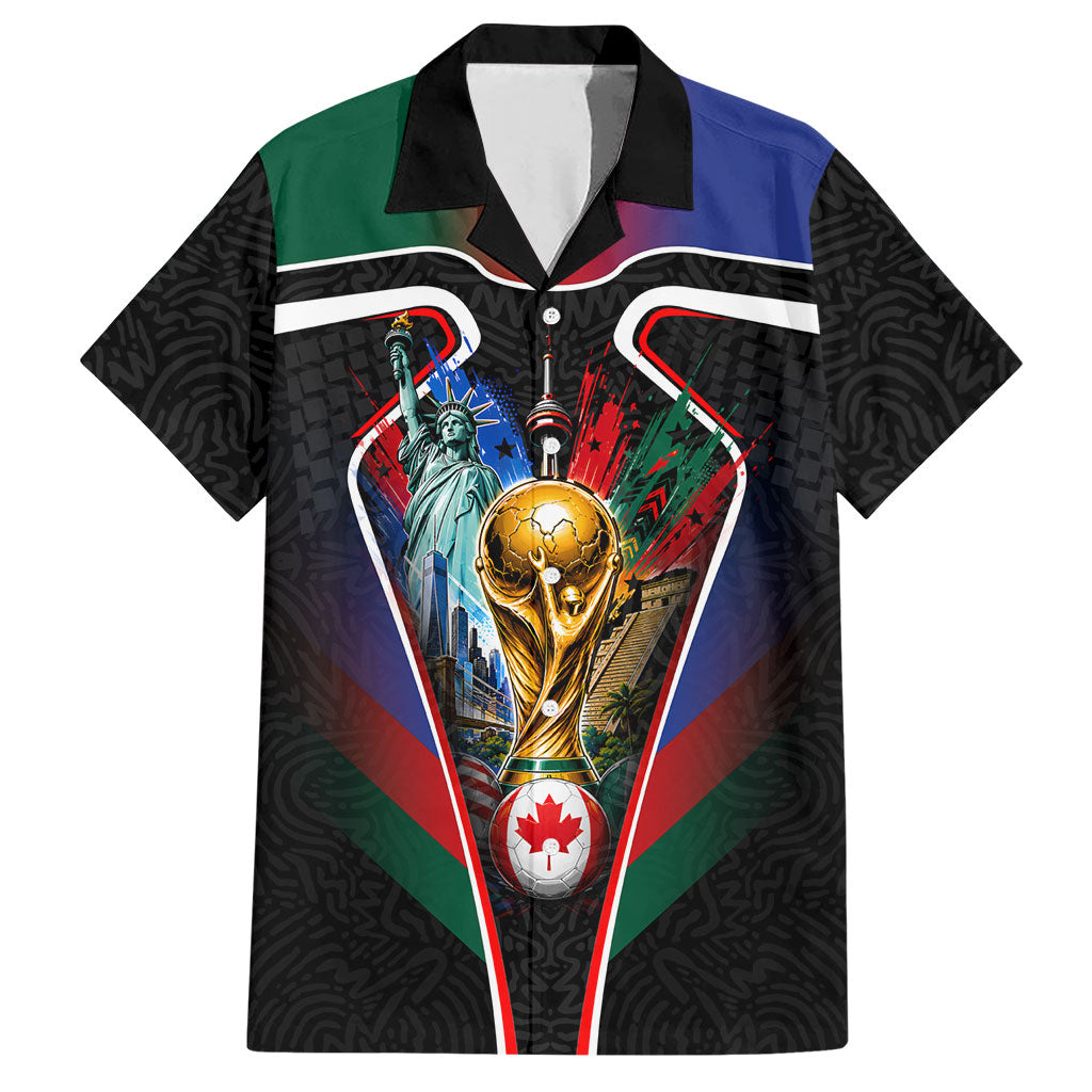 Personalized World Football 2026 Host Nations Hawaiian Shirt USA Canada Mexico Soccer Trophy