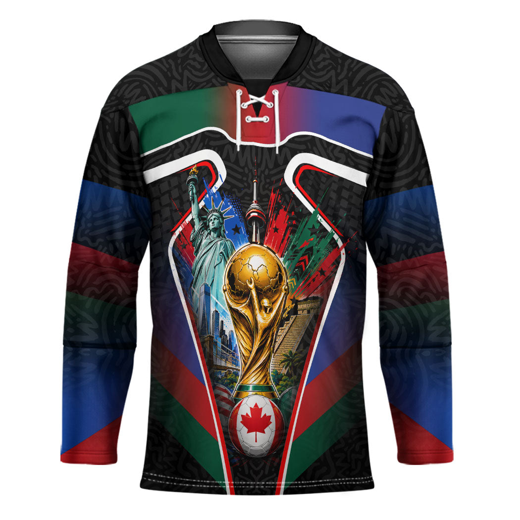 Personalized World Football 2026 Host Nations Hockey Jersey USA Canada Mexico Soccer Trophy