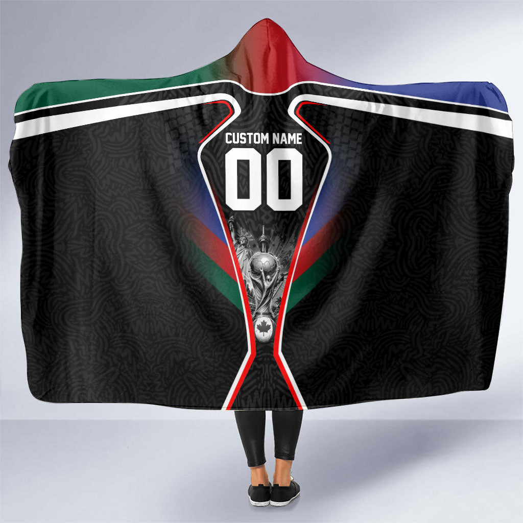 Personalized World Football 2026 Host Nations Hooded Blanket USA Canada Mexico Soccer Trophy
