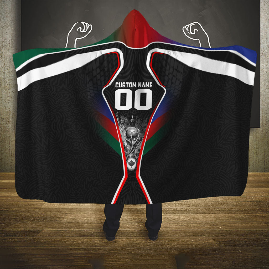 Personalized World Football 2026 Host Nations Hooded Blanket USA Canada Mexico Soccer Trophy
