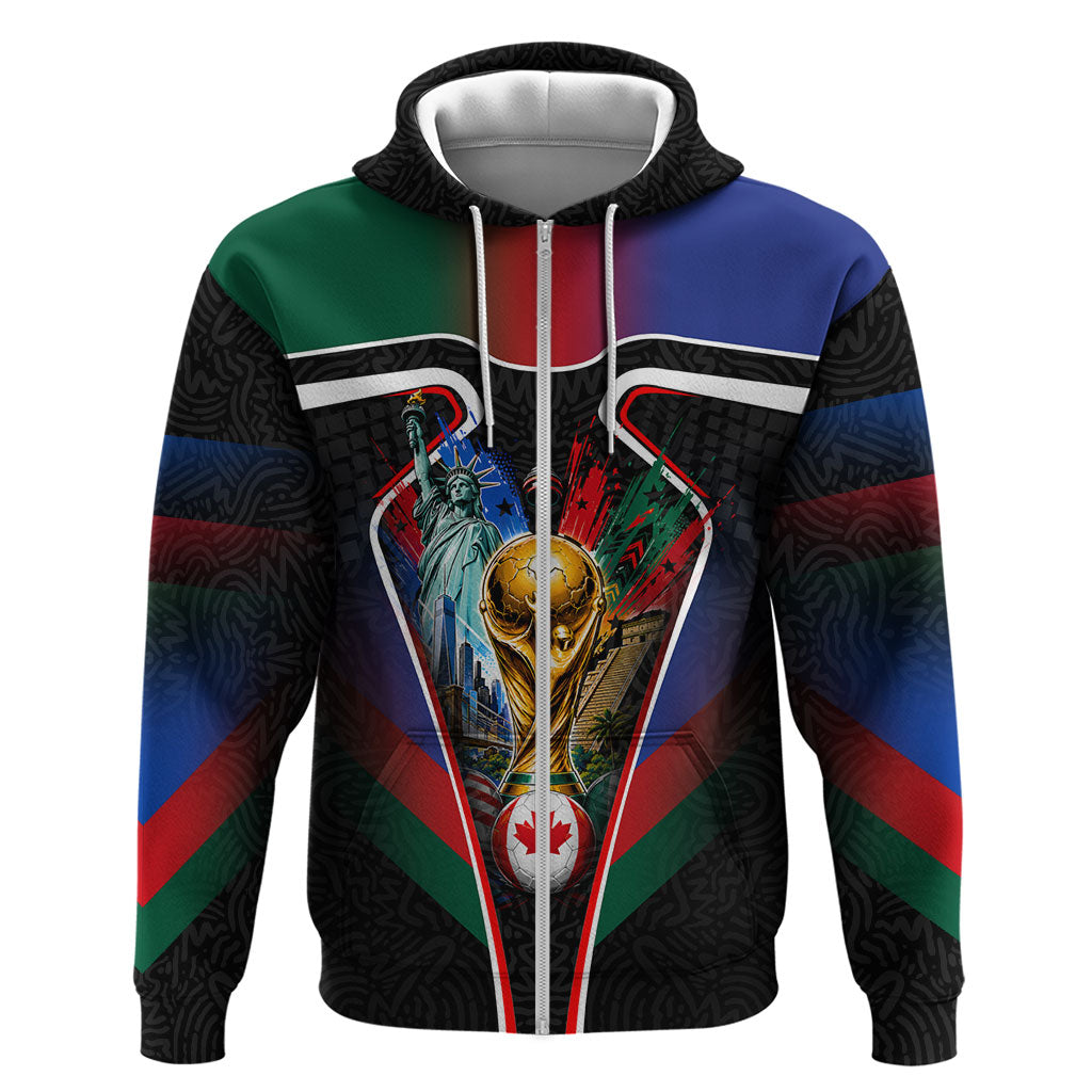 Personalized World Football 2026 Host Nations Hoodie USA Canada Mexico Soccer Trophy