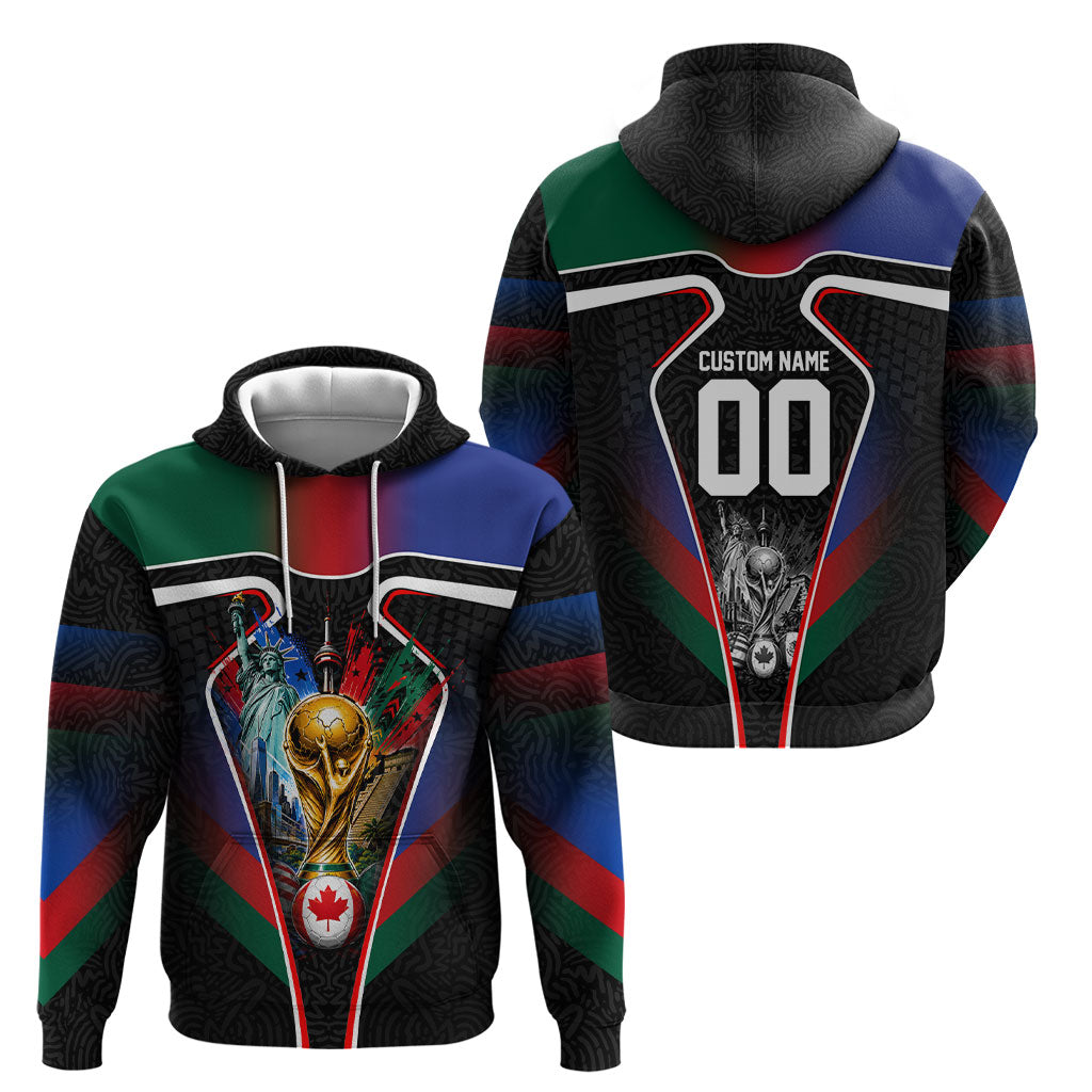 Personalized World Football 2026 Host Nations Hoodie USA Canada Mexico Soccer Trophy