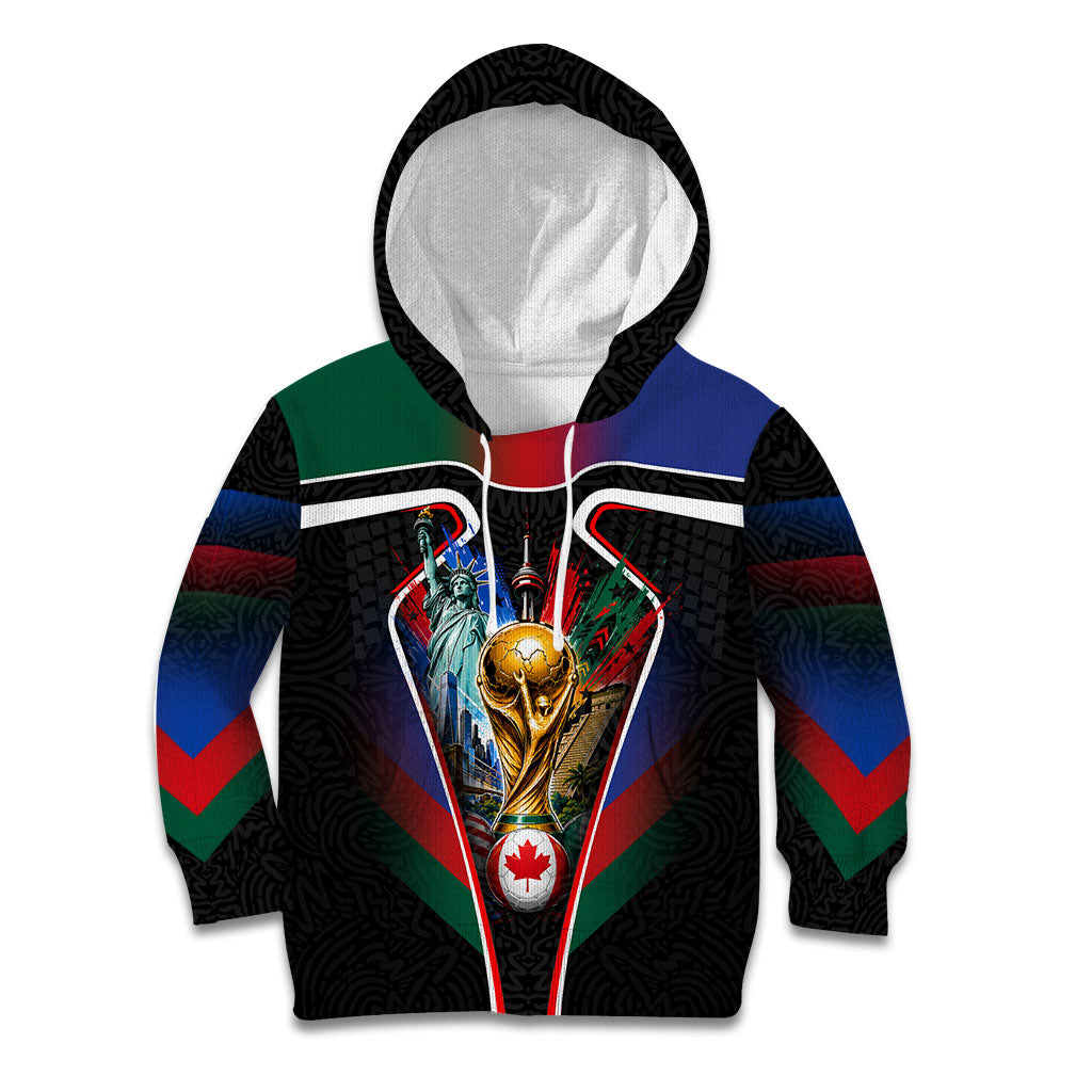 Personalized World Football 2026 Host Nations Kid Hoodie USA Canada Mexico Soccer Trophy