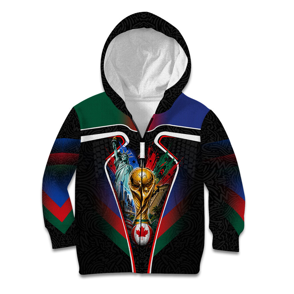 Personalized World Football 2026 Host Nations Kid Hoodie USA Canada Mexico Soccer Trophy