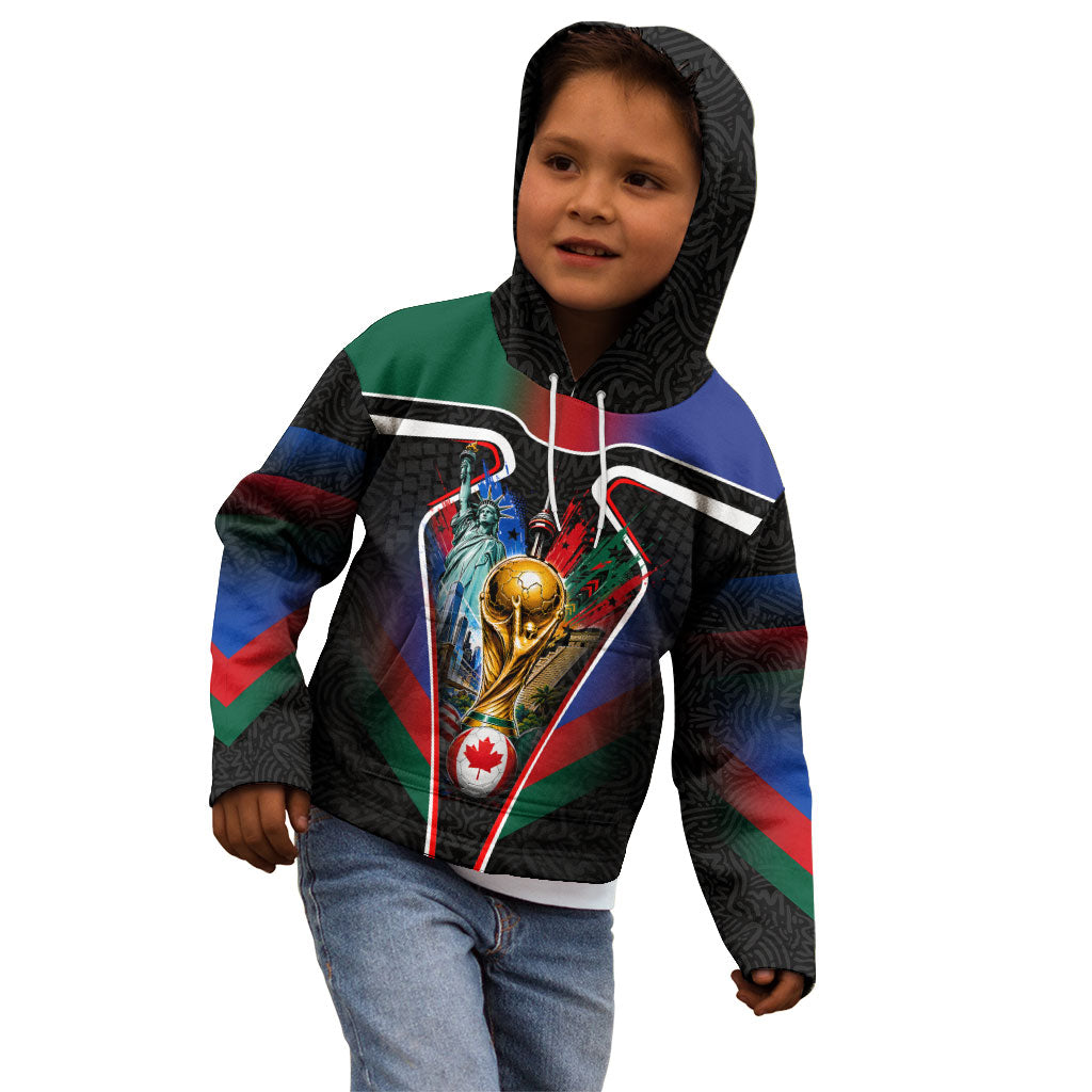 Personalized World Football 2026 Host Nations Kid Hoodie USA Canada Mexico Soccer Trophy