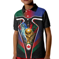 Personalized World Football 2026 Host Nations Kid Polo Shirt USA Canada Mexico Soccer Trophy