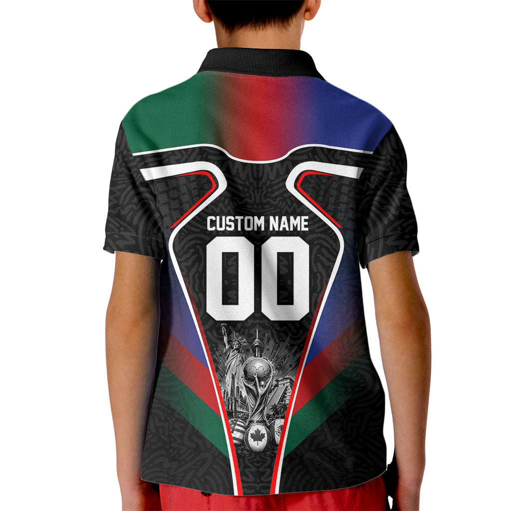 Personalized World Football 2026 Host Nations Kid Polo Shirt USA Canada Mexico Soccer Trophy