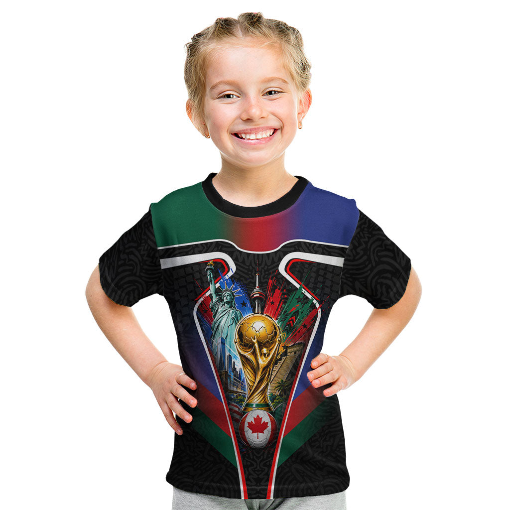 Personalized World Football 2026 Host Nations Kid T Shirt USA Canada Mexico Soccer Trophy