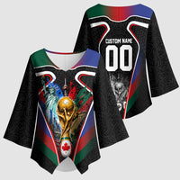 Personalized World Football 2026 Host Nations Kimono Sleeve Blouse USA Canada Mexico Soccer Trophy