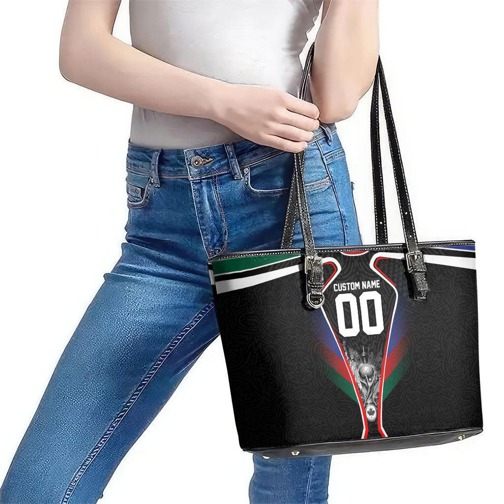 Personalized World Football 2026 Host Nations Leather Tote Bag USA Canada Mexico Soccer Trophy