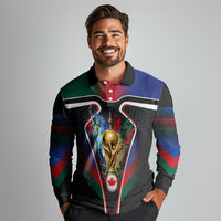 Personalized World Football 2026 Host Nations Long Sleeve Polo Shirt USA Canada Mexico Soccer Trophy