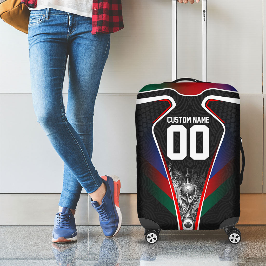 Personalized World Football 2026 Host Nations Luggage Cover USA Canada Mexico Soccer Trophy
