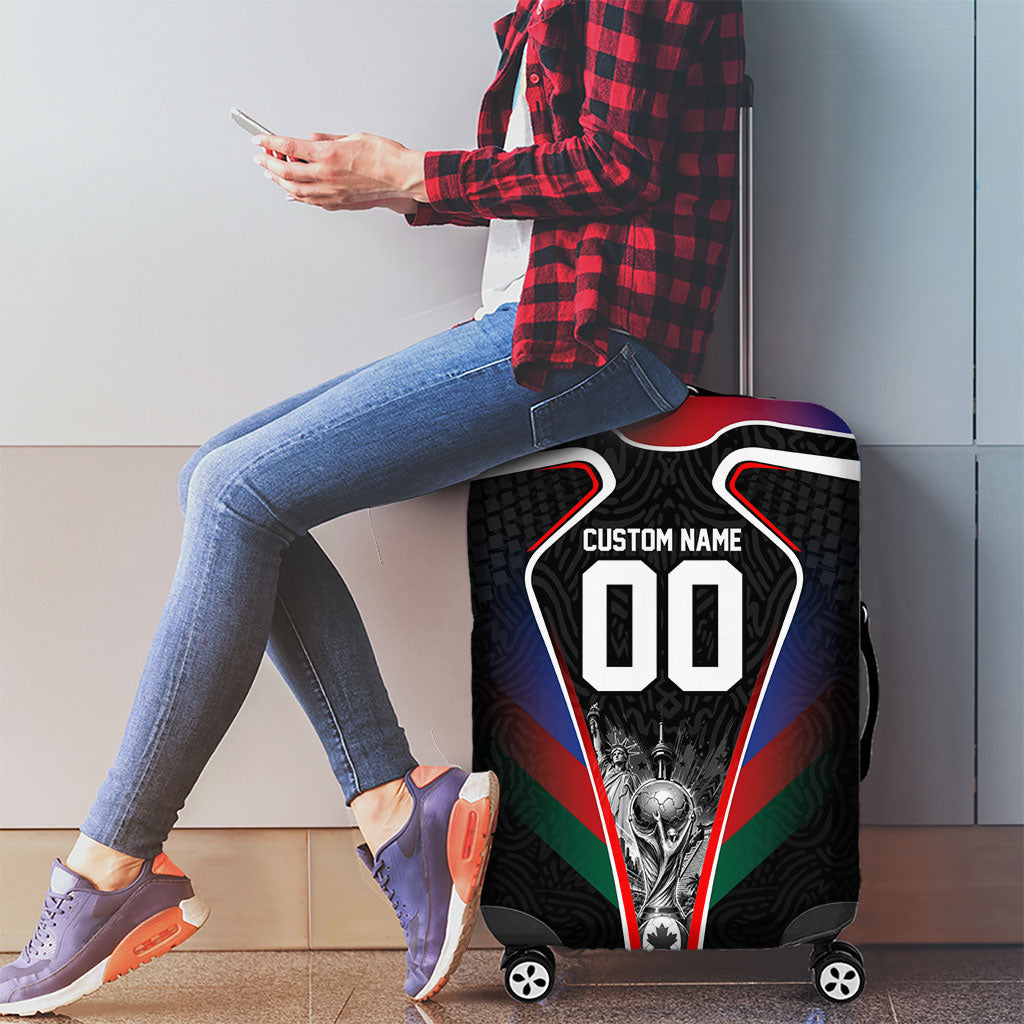 Personalized World Football 2026 Host Nations Luggage Cover USA Canada Mexico Soccer Trophy