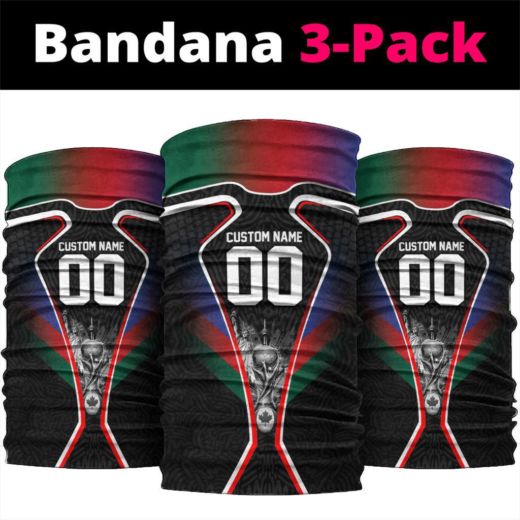 Personalized World Football 2026 Host Nations Neck Gaiter USA Canada Mexico Soccer Trophy