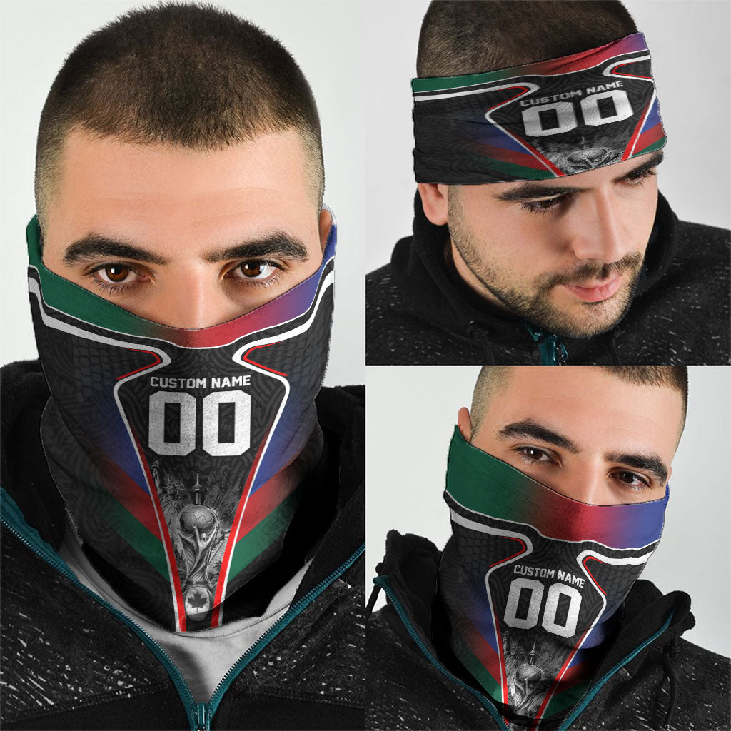 Personalized World Football 2026 Host Nations Neck Gaiter USA Canada Mexico Soccer Trophy
