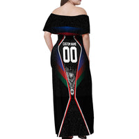 Personalized World Football 2026 Host Nations Off Shoulder Maxi Dress USA Canada Mexico Soccer Trophy