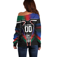 Personalized World Football 2026 Host Nations Off Shoulder Sweater USA Canada Mexico Soccer Trophy